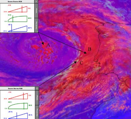 Análise do RGB "Severe Storms" no dia 7 de Maio de 2016